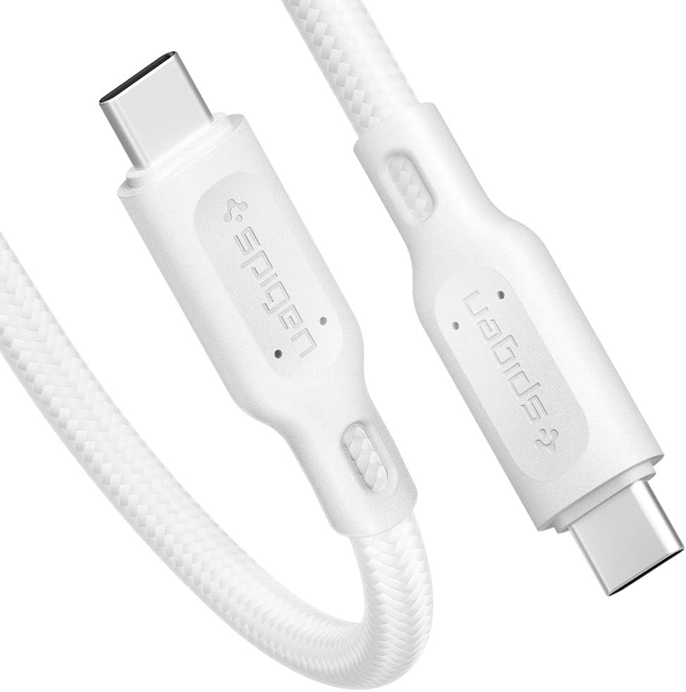 Spigen DuraSync 60W USB C to USB C Cable Power Delivery PD 4.9ft Fast Charging Cable - White