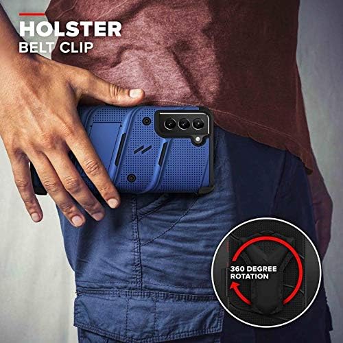 ZIZO Bolt Samsung Galaxy S21 Holster Case with Tempered Glass, Built-in Kickstand & Lanyard - 4 Colors