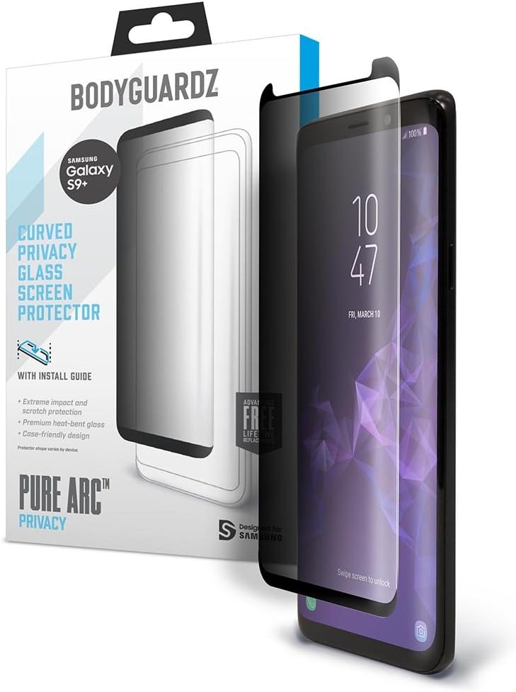 BodyGuardz Arc Privacy Tempered Glass for Samsung Galaxy S9+ Curved Screen Protector