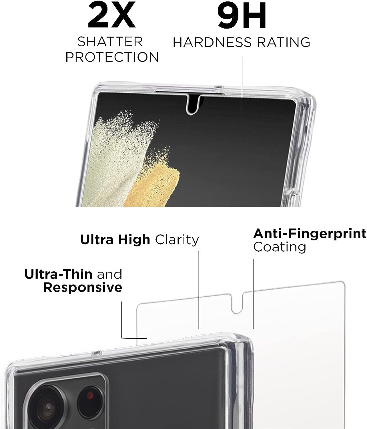 Pelican Protection Pack - Samsung Galaxy S22 Ultra Case with Tempered Glass - Clear