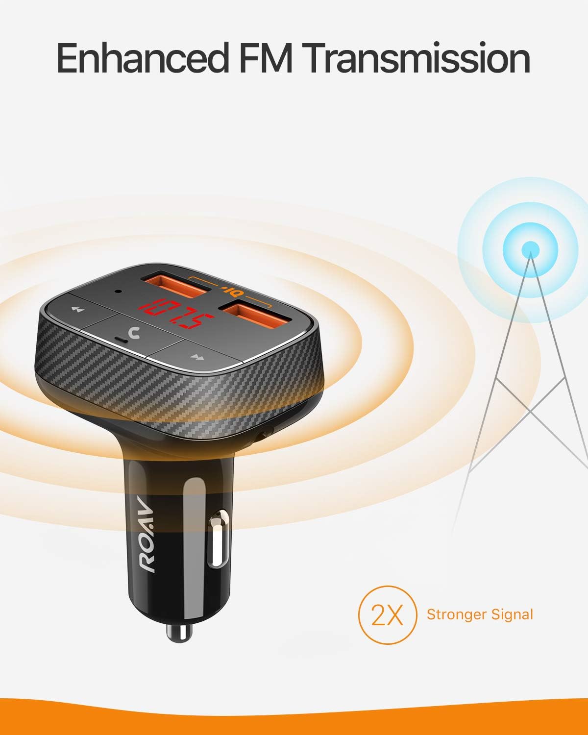 Anker Roav SmartCharge F0 Bluetooth FM Transmitter for Car - Black