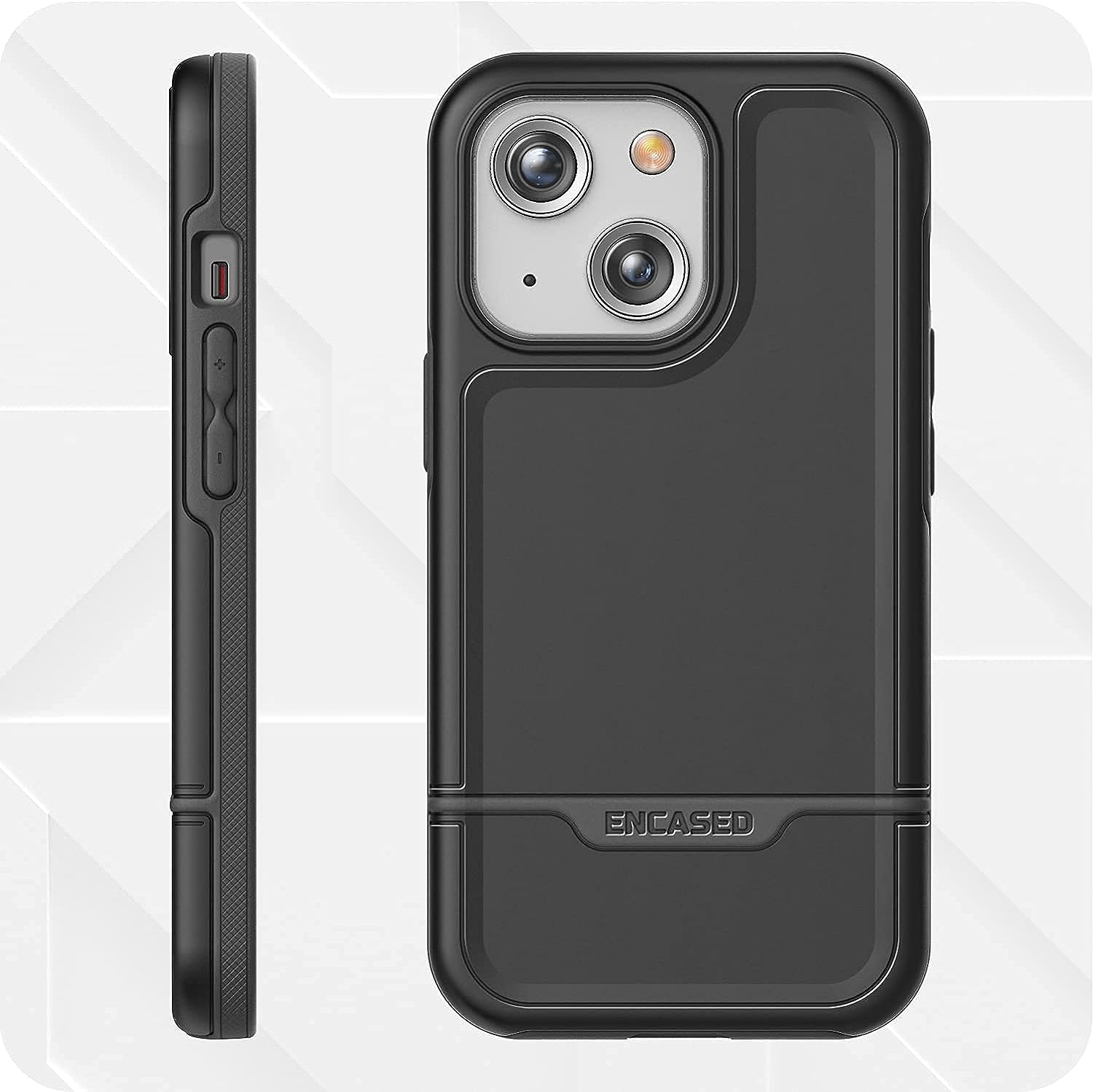 Encased Rebel iPhone 13 Case with Holster, 10ft Impact Tested - Black