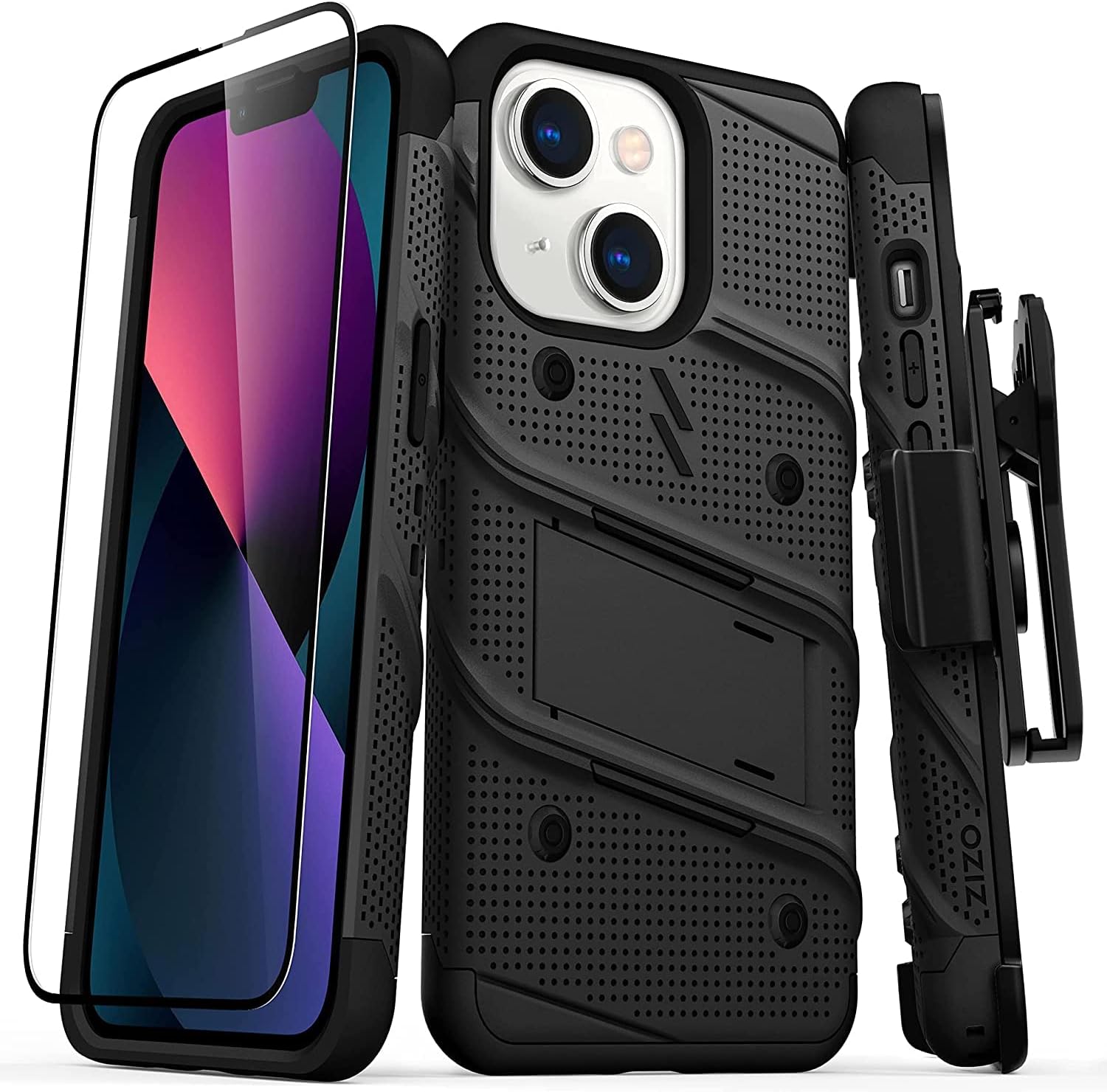 ZIZO Bolt Apple iPhone 13 Mini Holster Case with Tempered Glass, Built-in Kickstand & Lanyard