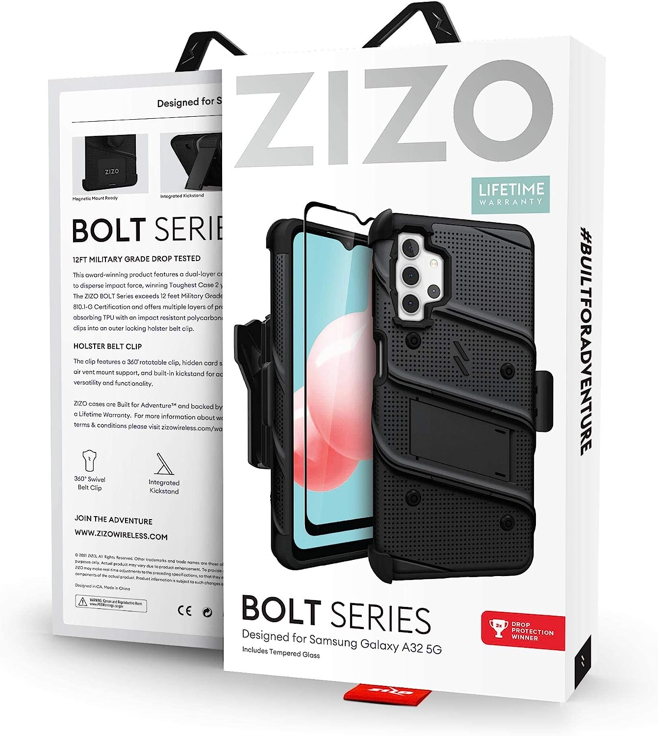 ZIZO Bolt Samsung Galaxy A32 5G Holster Case with Tempered Glass. Kickstand & Lanyard (2 Colors)