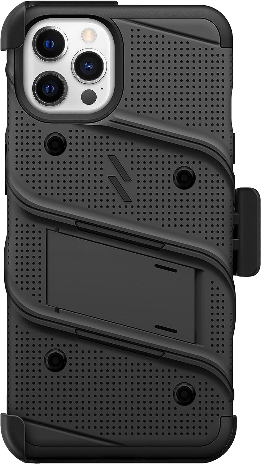 ZIZO Bolt Apple iPhone 13 Pro Holster Case with Tempered Glass, Built-in Kickstand & Lanyard - Black