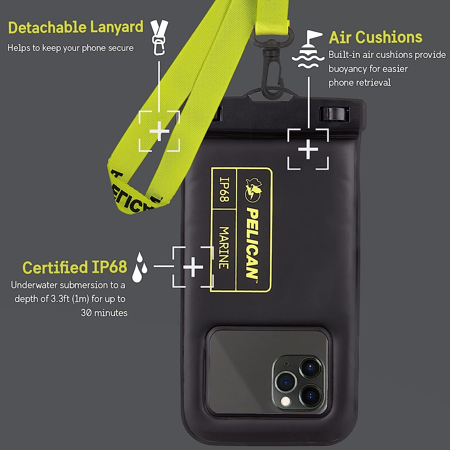 Pelican Marine Waterproof Floating Pouch Case for Phones & Valuables IP68 Rated
