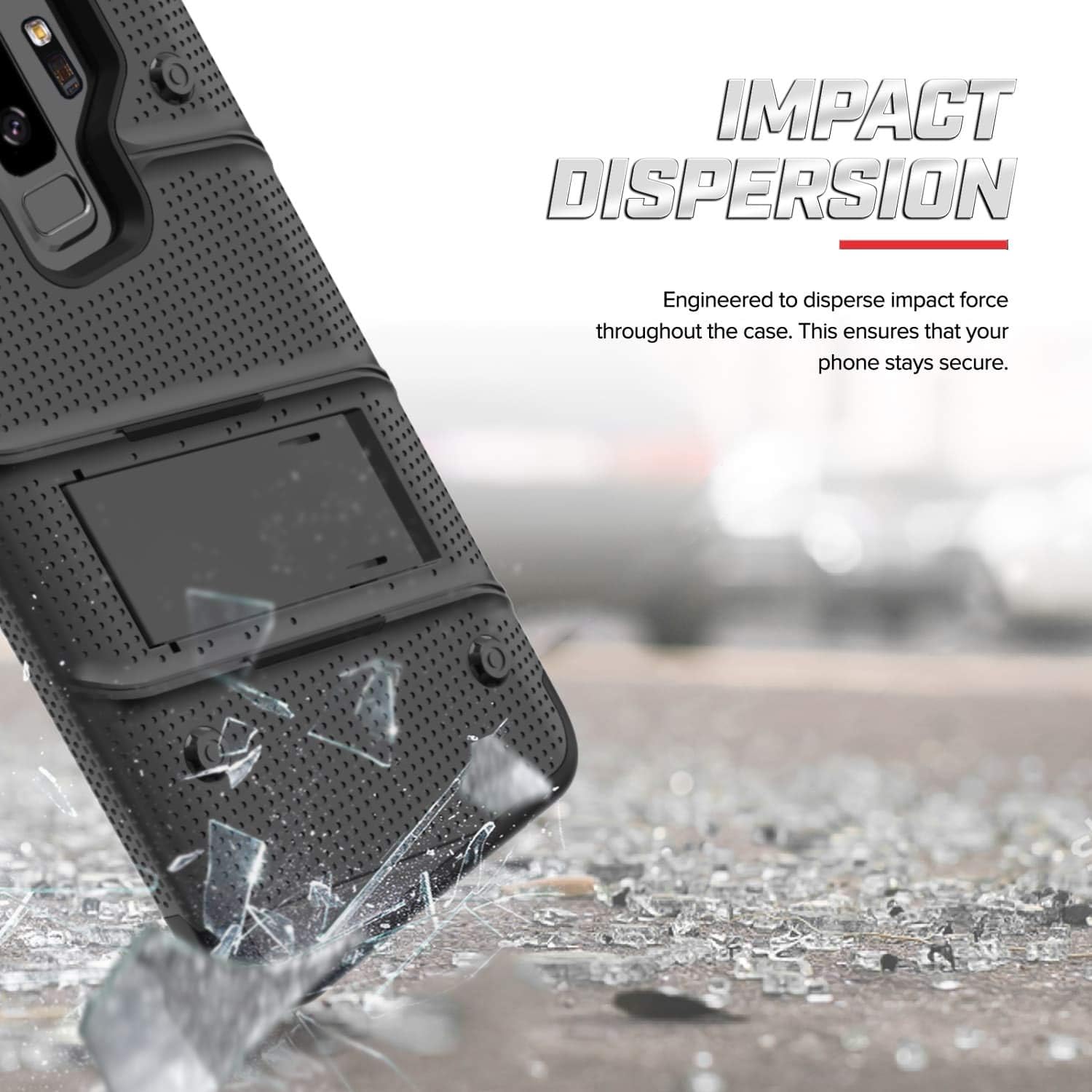 ZIZO Bolt Samsung Galaxy S9 Plus Holster Case with Tempered Glass. Kickstand & Lanyard (2 Colors).