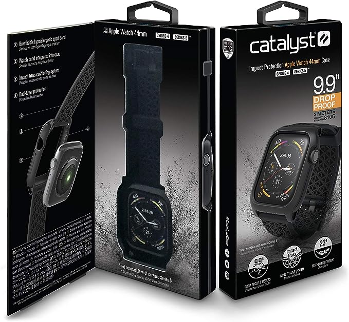 Catalyst Case for Apple Watch Series SE/6/5/4 44mm, 9.9 ft Drop Proof - Stealth Black