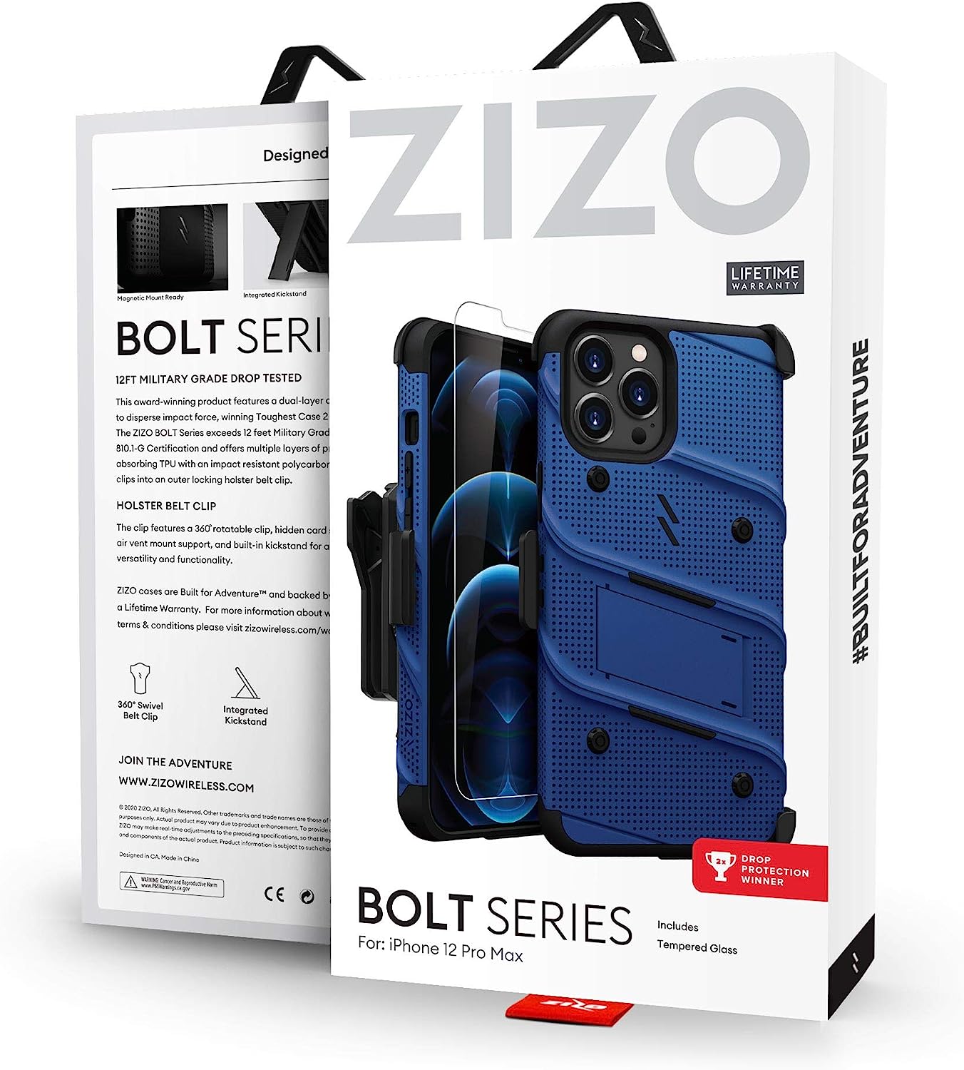 ZIZO Bolt iPhone 12 Pro Max Holster Case with Screen Protector, Kickstand & Lanyard (4 Colors)