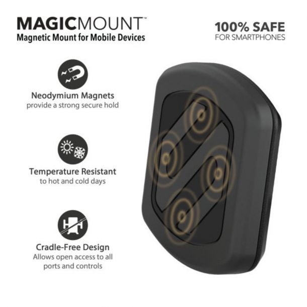 Scosche Magnetic Handlebar Mount for Phones with Elastic Bands - Black