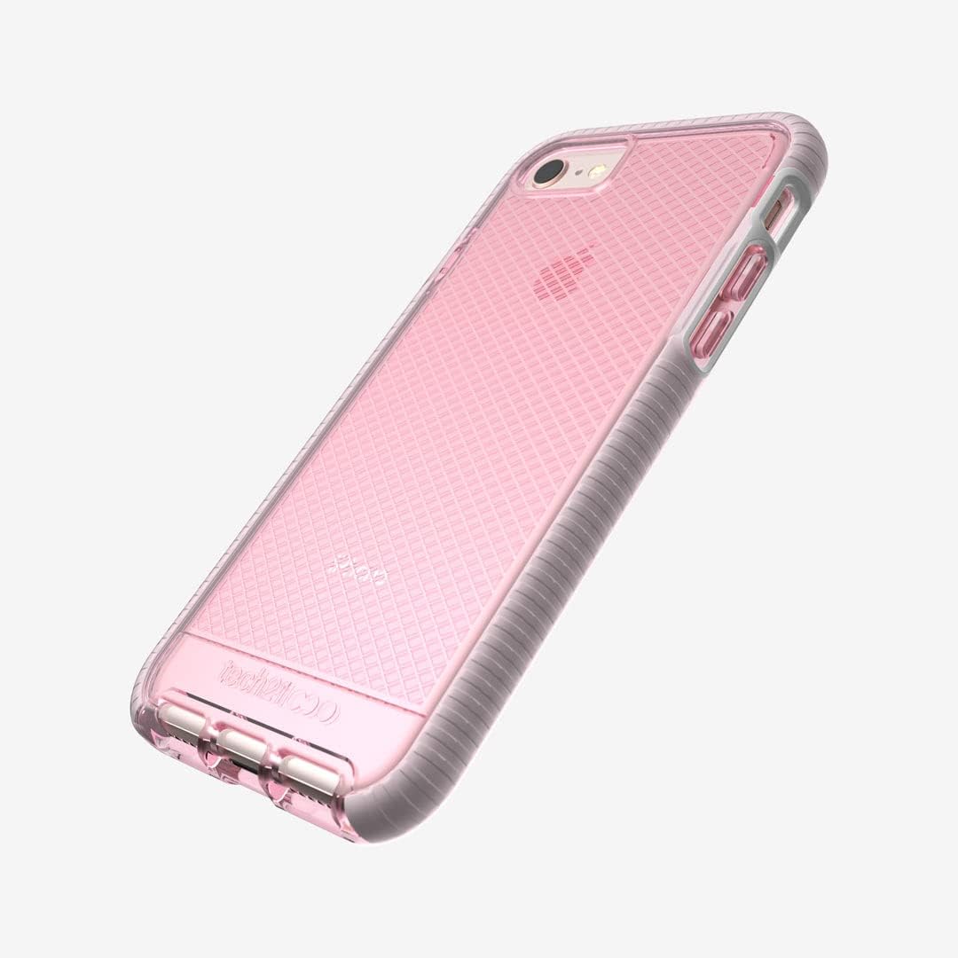 Tech21 Evo Check Case for iPhone 7 / 8 / SE 2020, 6.6 ft. Impact Protection Case - Light Rose/White