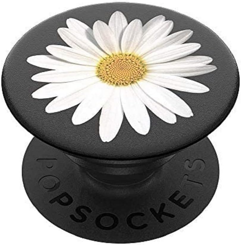 PopSockets PopGrip: Phone Grip and Phone Stand, Collapsible, Swappable Top - White Daisy