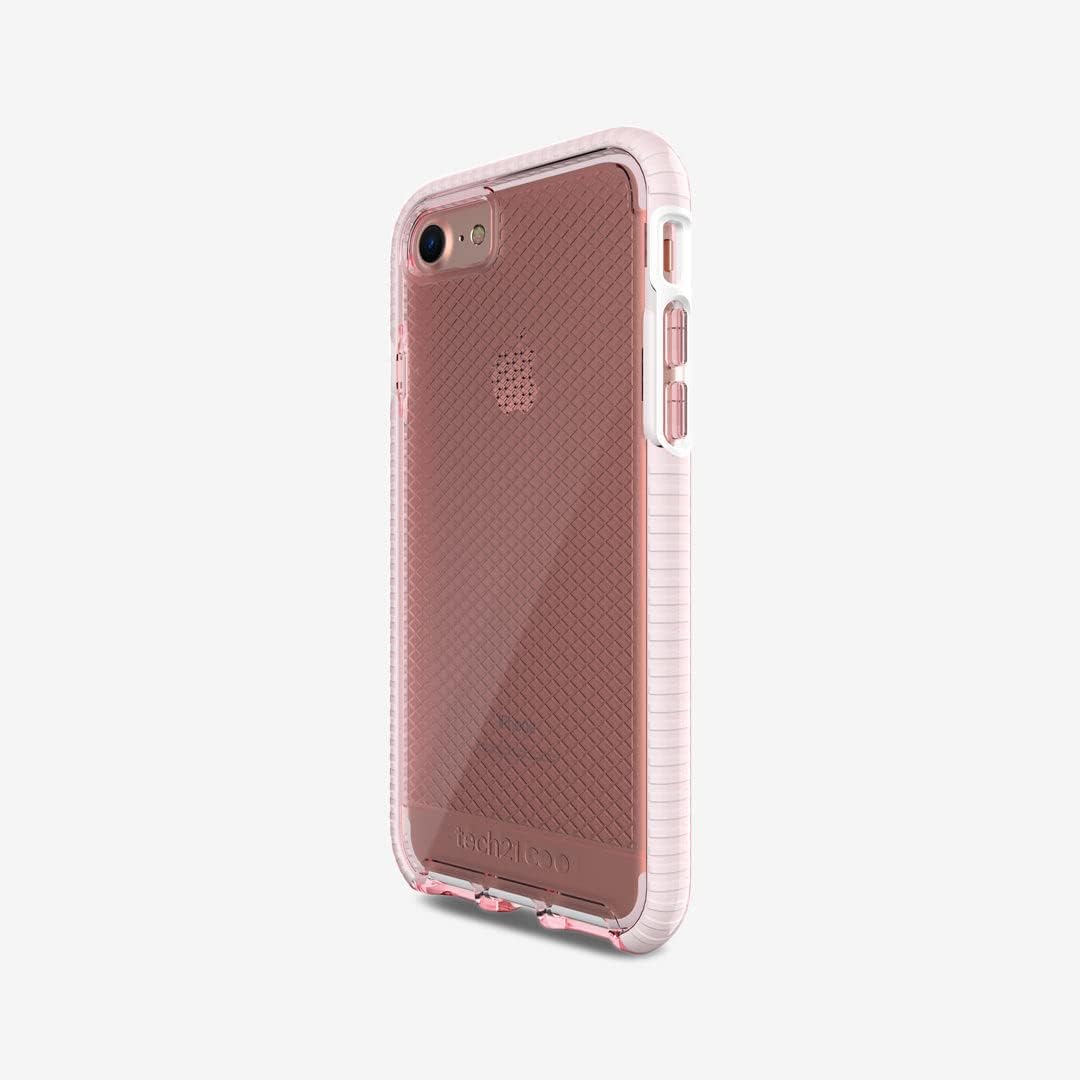 Tech21 Evo Check Case for iPhone 7 / 8 / SE 2020, 6.6 ft. Impact Protection Case - Light Rose/White