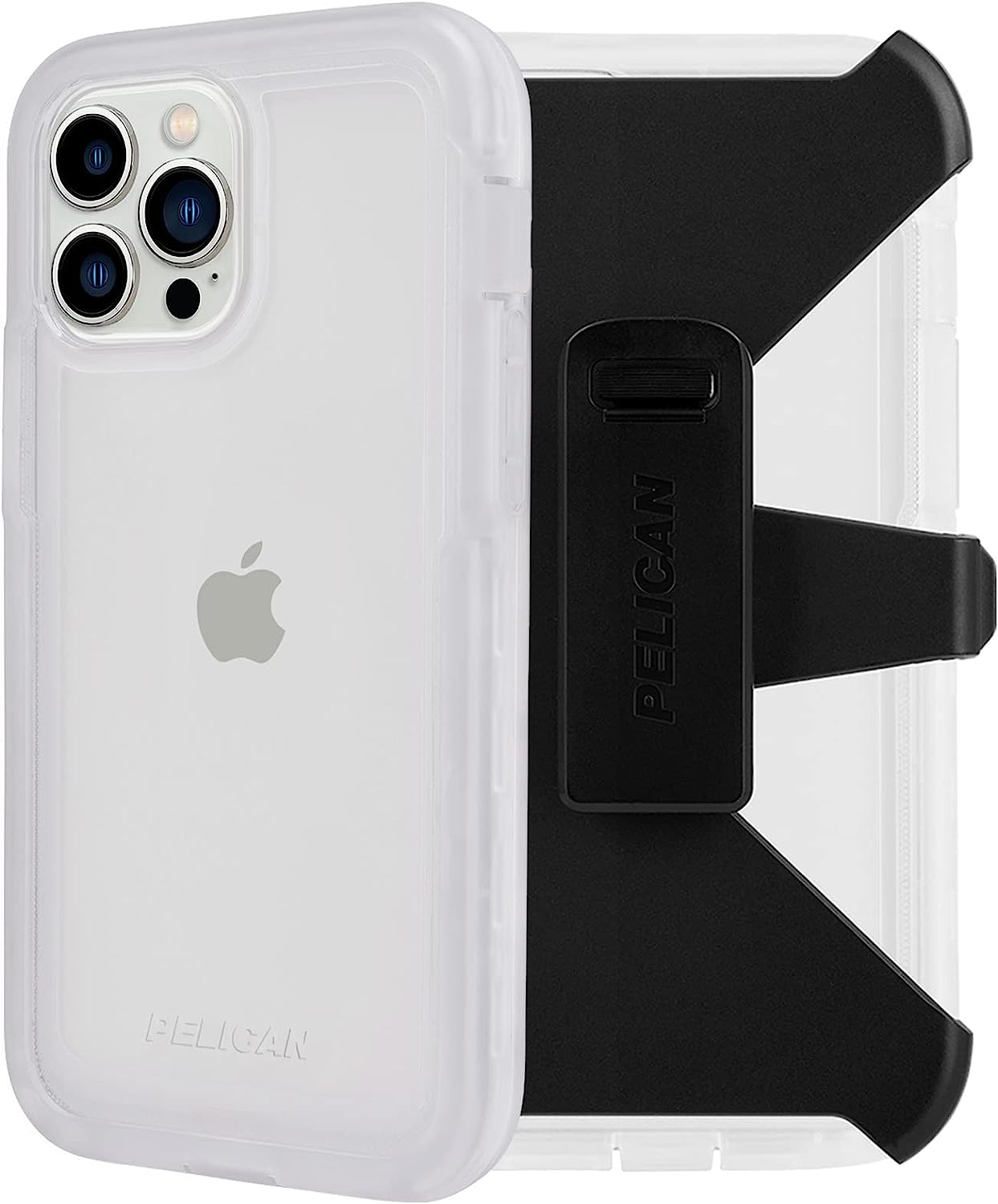 Pelican iPhone 13 Pro Max Holster Case 6.7" Heavy Duty Phone Case with Belt Clip & Kickstand - Clear