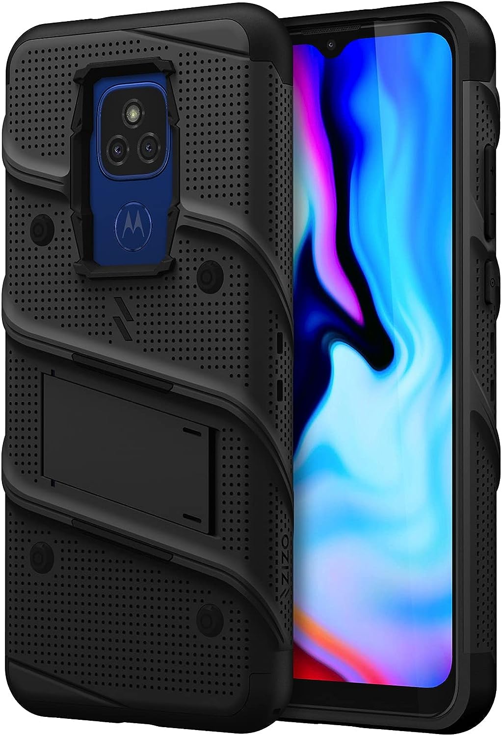 Zizo Bolt Case for Moto G Play (2021) with Built-in Kickstand and Lanyard - Black