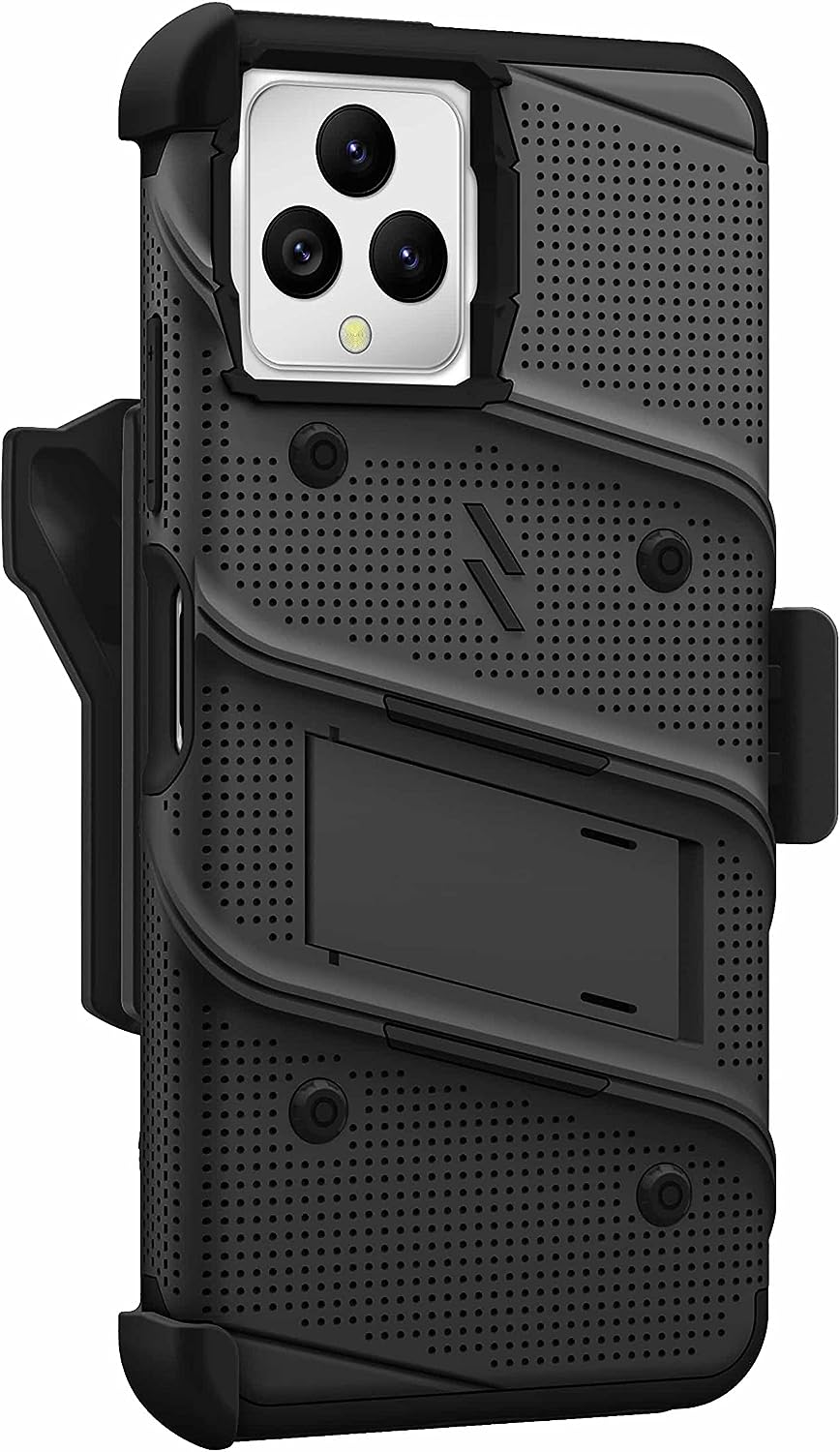 ZIZO Bolt REVVL 6 5G Holster Case with Screen Protector, Built-in Kickstand & Lanyard - Black