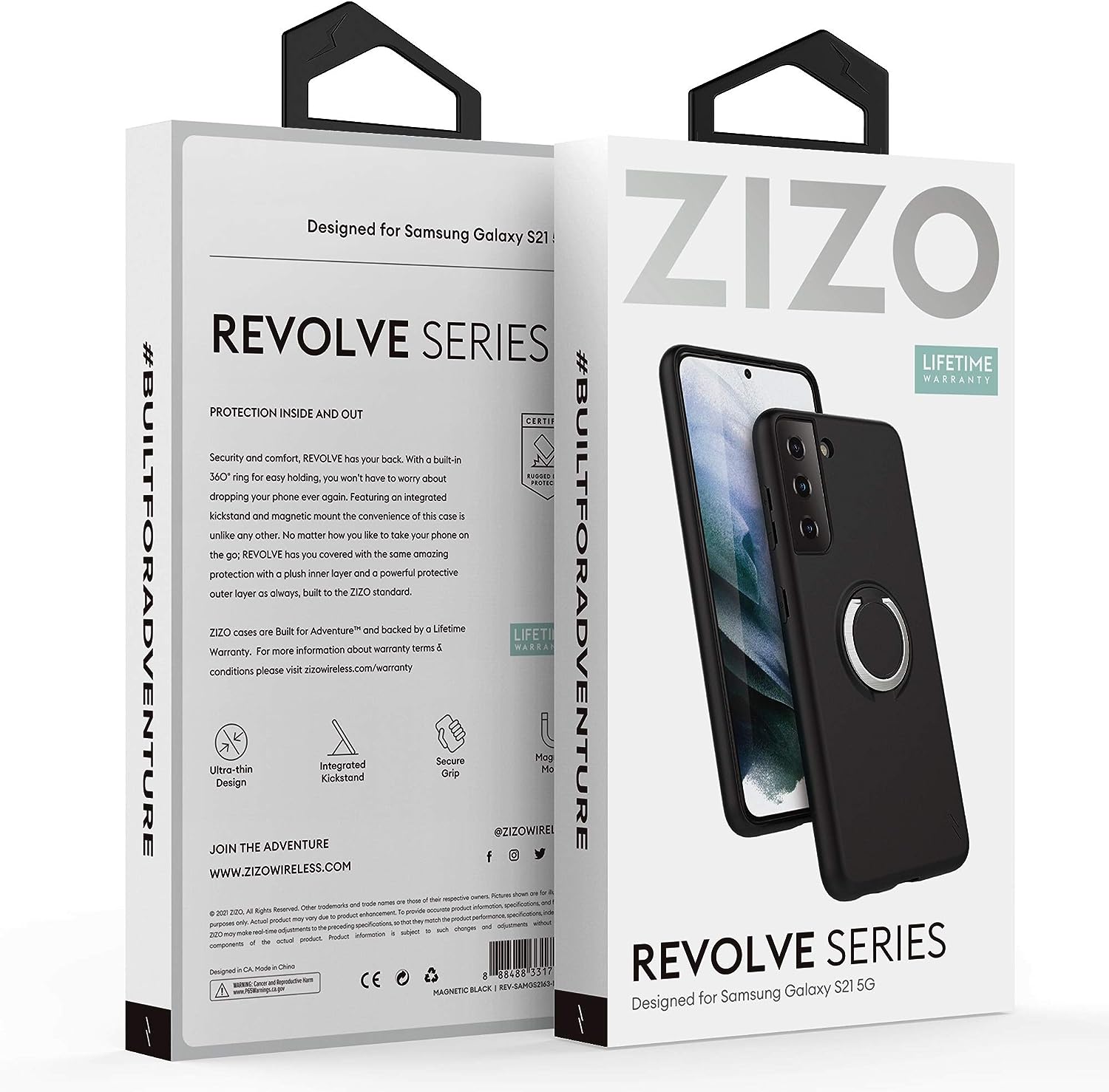 Zizo Revolve Series for Galaxy S21 Case with Ring Holder Kickstand Thin Minimal Design (2 Colors)