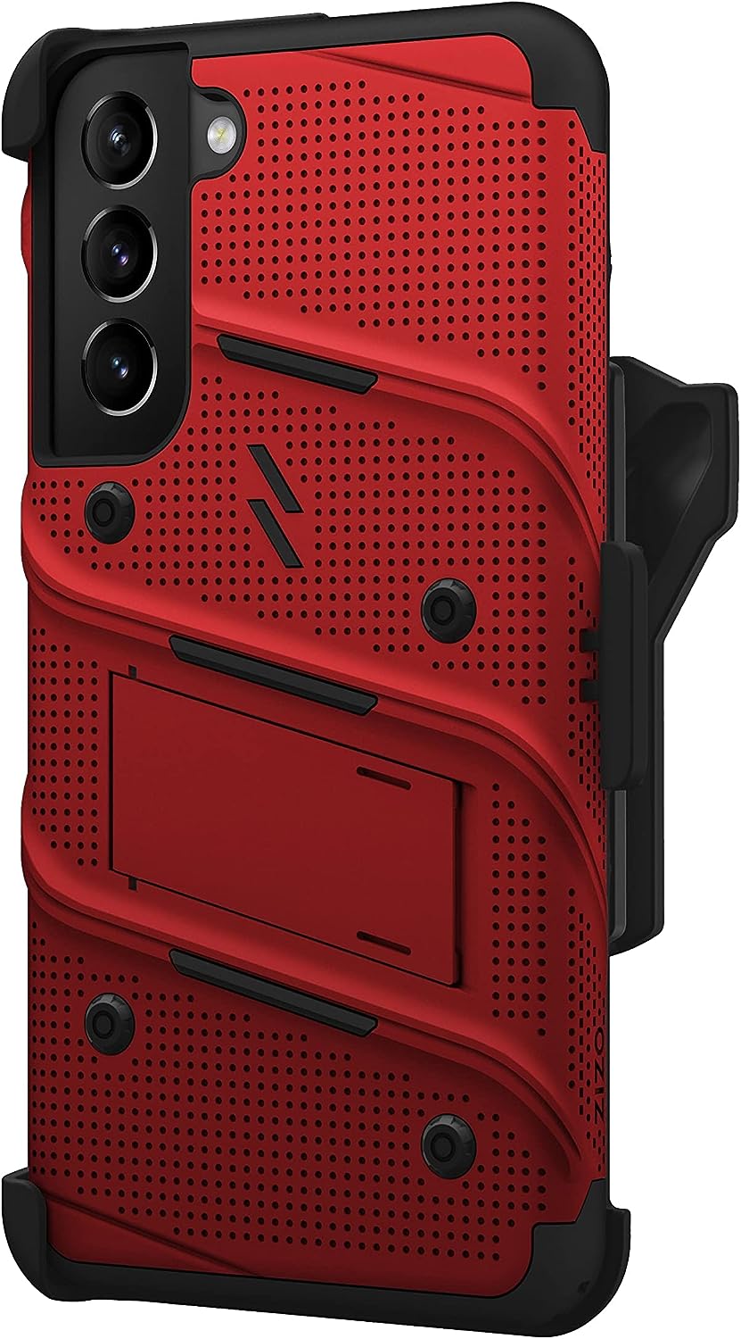 ZIZO Bolt Samsung Galaxy S22 Plus - Holster Case with Tempered Glass, Built-in Kickstand & Lanyard (3 Colors)