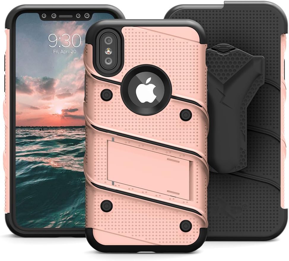 ZIZO Bolt iPhone X/Xs Holster Case with Tempered Glass, Built-in Kickstand & Lanyard (4 Colors)