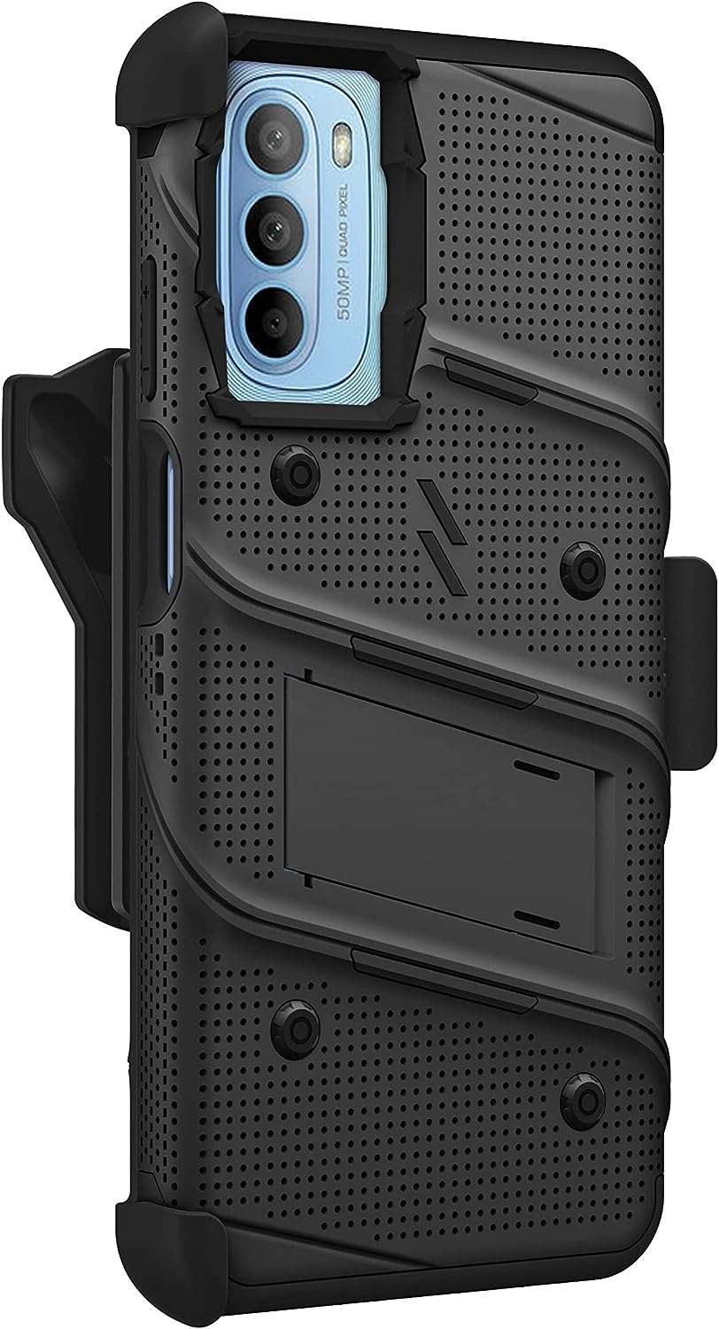 ZIZO Bolt Moto G 5G 2022 Holster Case with Tempered Glass, Built-in Kickstand & Lanyard (3 Colors)