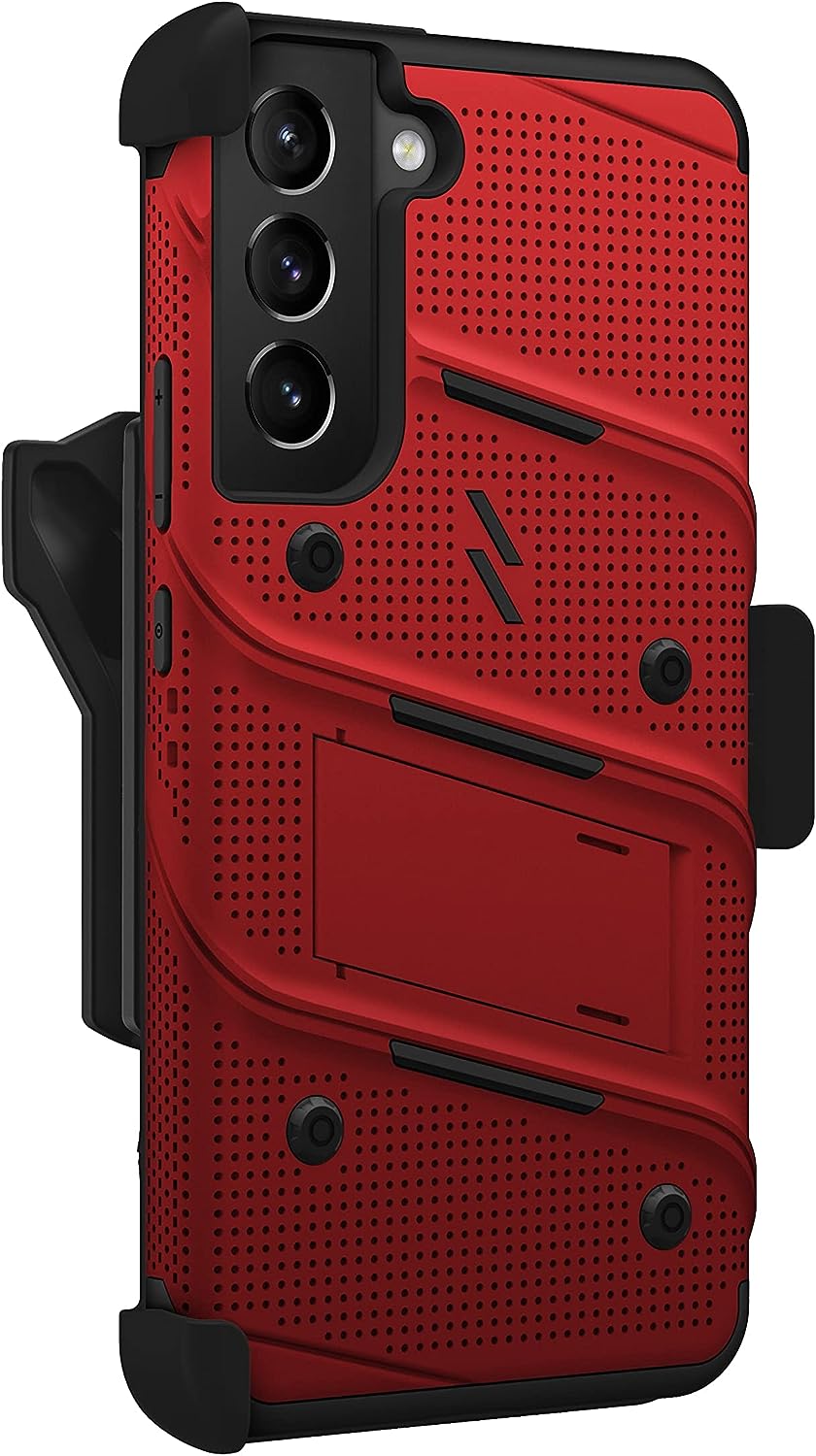 ZIZO Bolt Samsung Galaxy S22 Plus - Holster Case with Tempered Glass, Built-in Kickstand & Lanyard (3 Colors)
