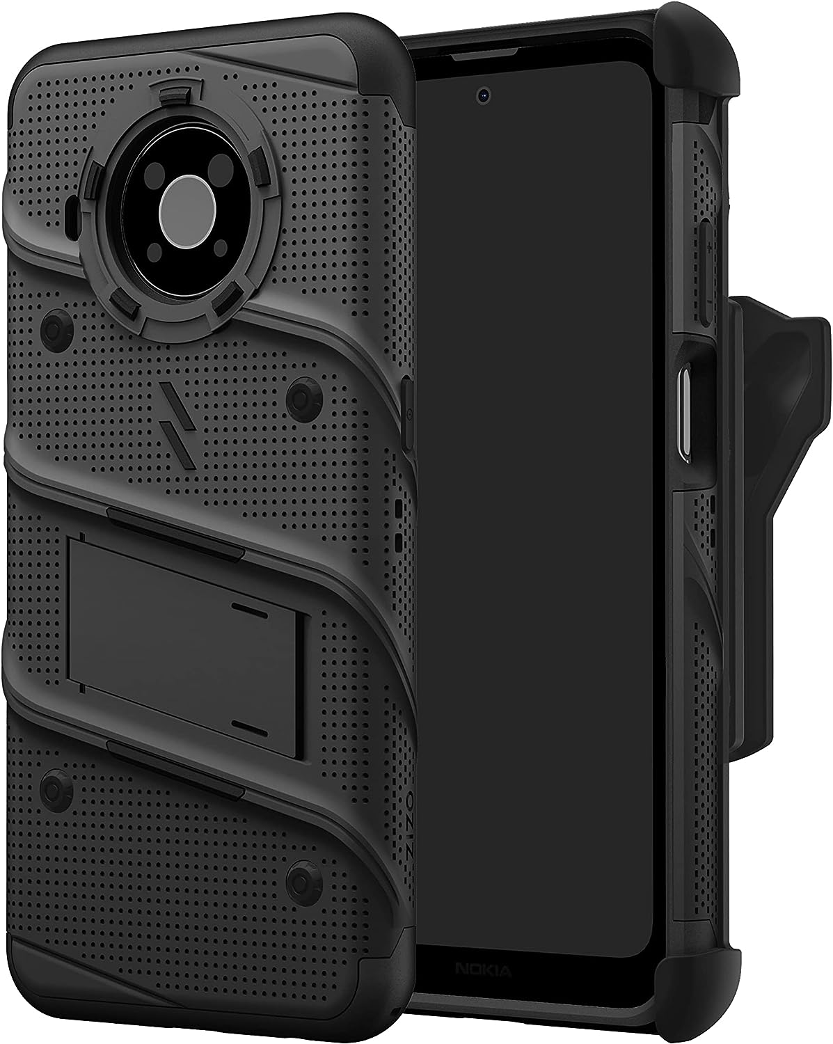 ZIZO Bolt Nokia X100 Holster Case with Screen Protector, Built-in Kickstand & Lanyard - Black