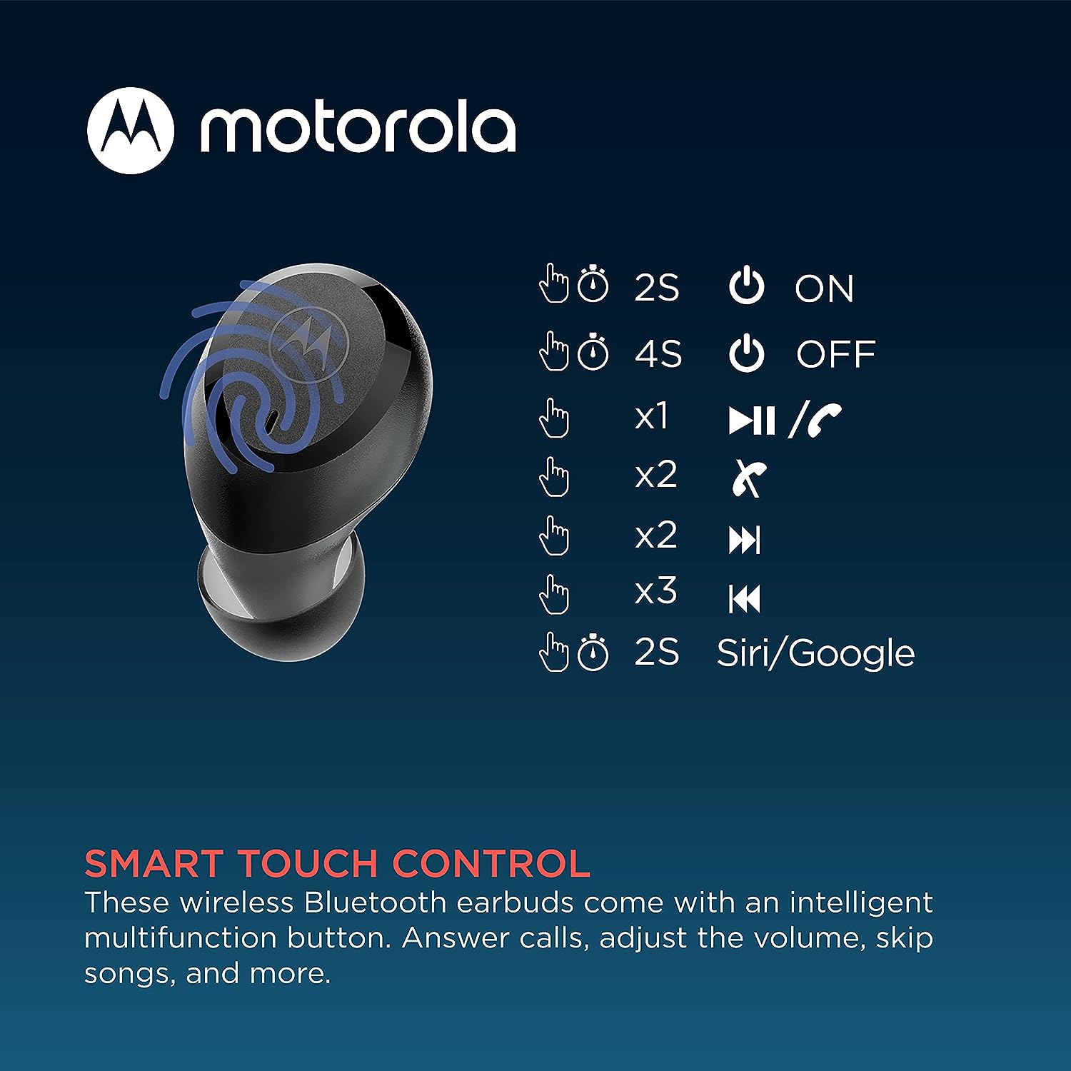 Motorola Moto Buds 100 True Wireless Bluetooth Earbuds with Superior Sound Quality - Black