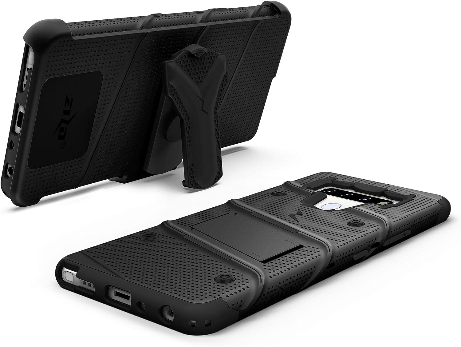 ZIZO Bolt LG Stylo 6 Holster Case with Screen Protector, Kickstand & Lanyard - Black