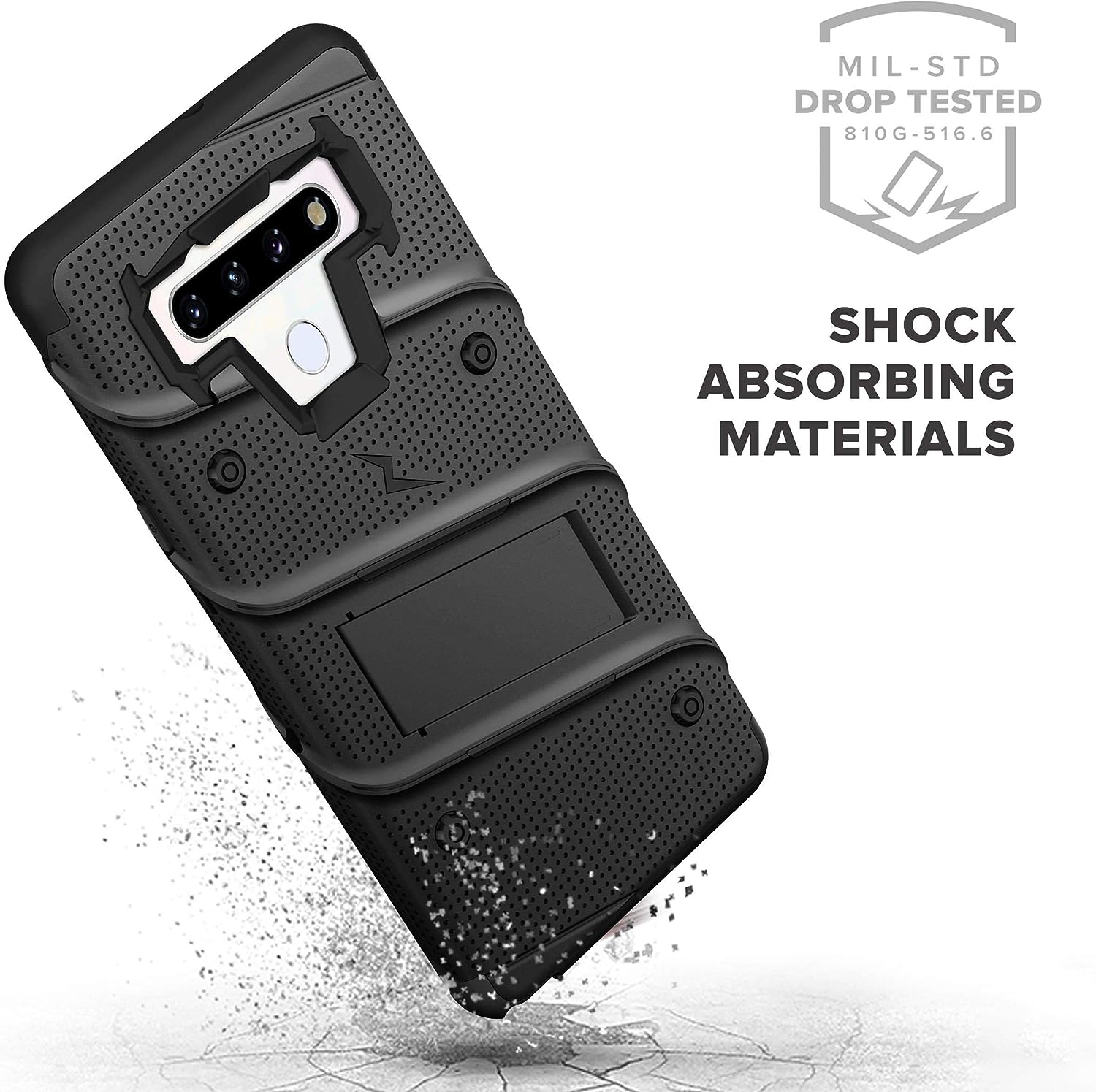 ZIZO Bolt LG Stylo 6 Holster Case with Screen Protector, Kickstand & Lanyard - Black