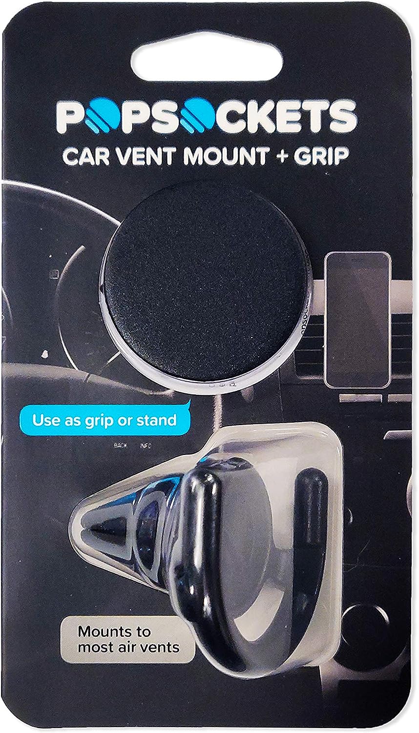PopSockets Grip & Stand for Phones and Tablets - Black PopGrip & Vent Mount