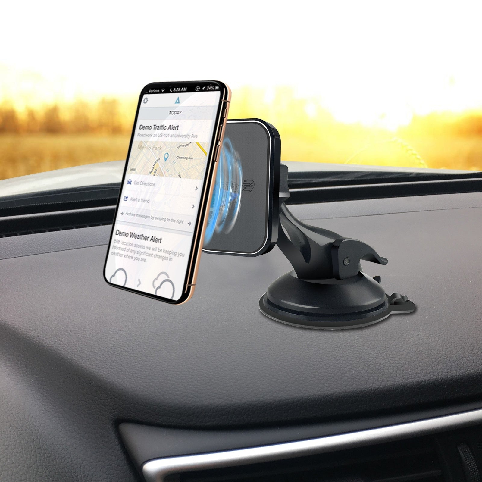 Esoulk Dashboard & Windshield Mount Magnetic Car Phone Holder - Black