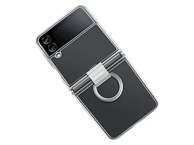 SAMSUNG Galaxy Z Flip4 Clear Cover with Ring, Strong Phone Case with Finger Loop - Transparent