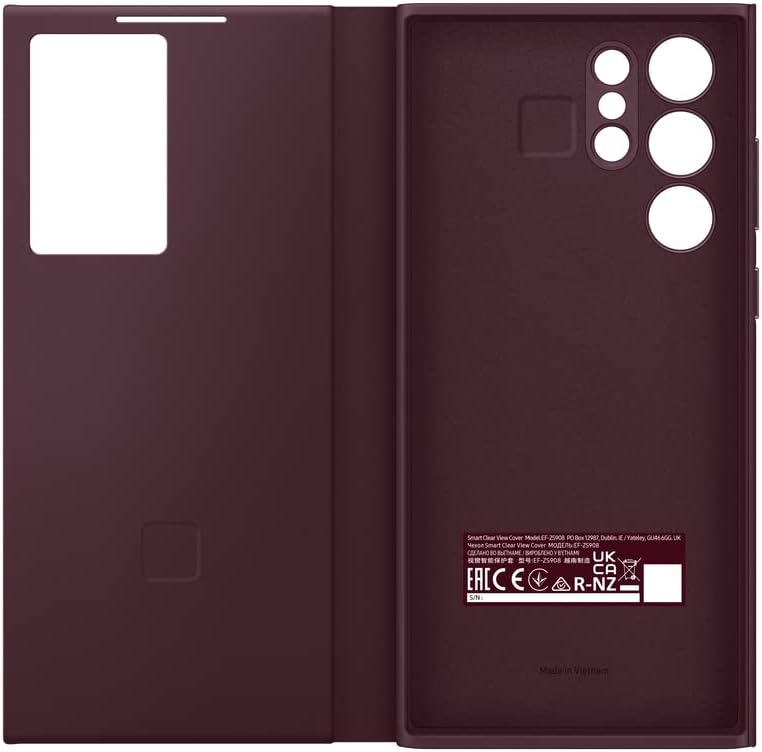 SAMSUNG Galaxy S22 Ultra S View Flip Cover, Official Protective Phone Case, US Version - Burgundy