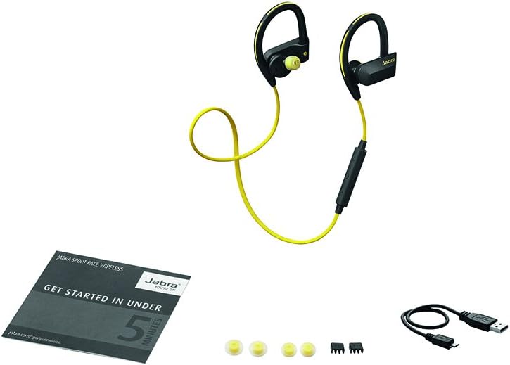 Jabra Sport Pace Wireless Bluetooth Earbuds for Superior Sound & Calls IP54 Rated - Yellow