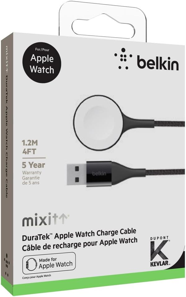 Belkin DuraTek Apple Watch Charge Cable 4ft (1.2m) Long Ultimate Durable - Black