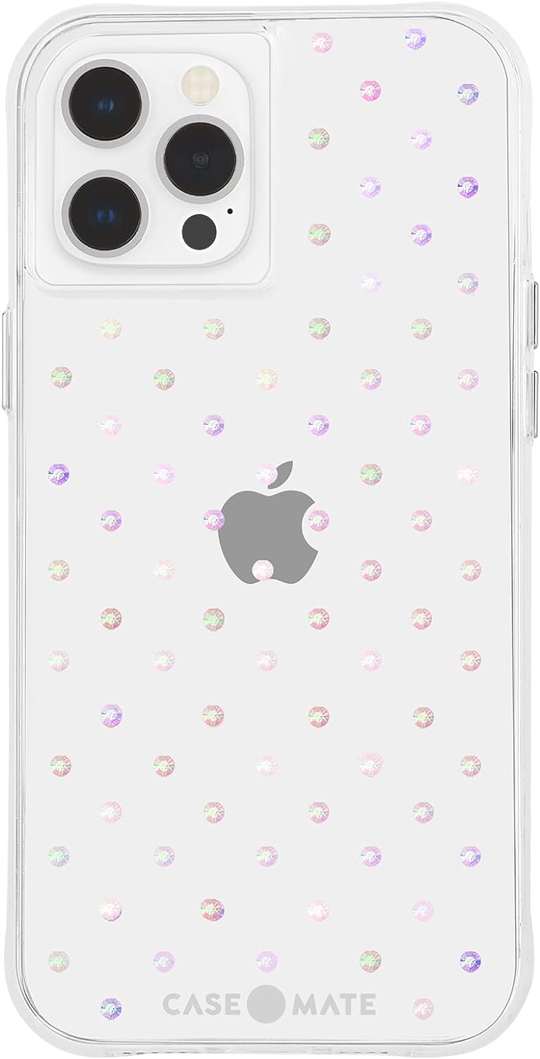 Case-Mate iPhone 12 Pro Max Iridescent Gems Clear Phone Case for Women 10 ft Drop Protect