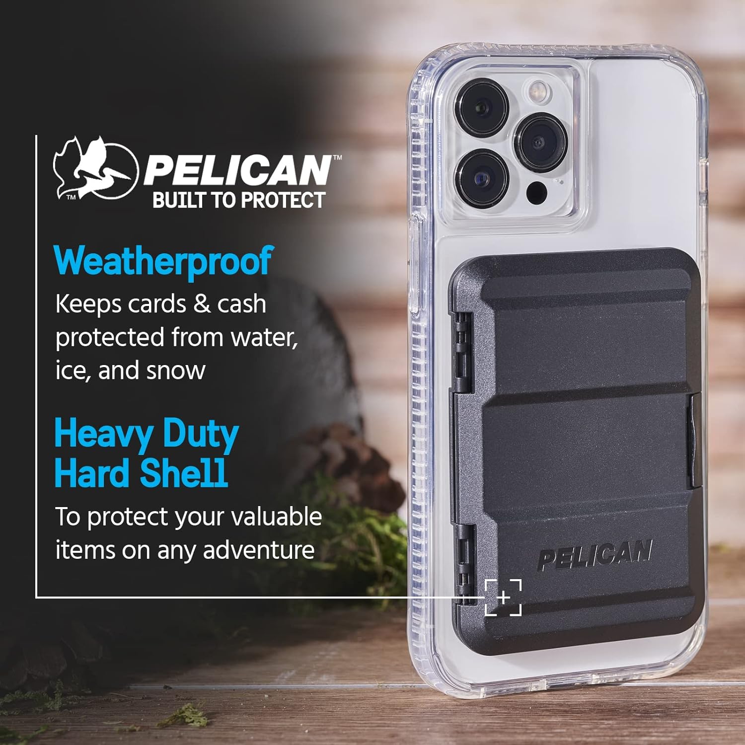 Pelican Magnetic Wallet Card Holder for iPhone 15 Pro Max/ 15 Pro/ 15/ 14 Pro Max/ 14 Pro/ 13 Pro Max - Detachable Protective Light Weight MagSafe Wallet - Black