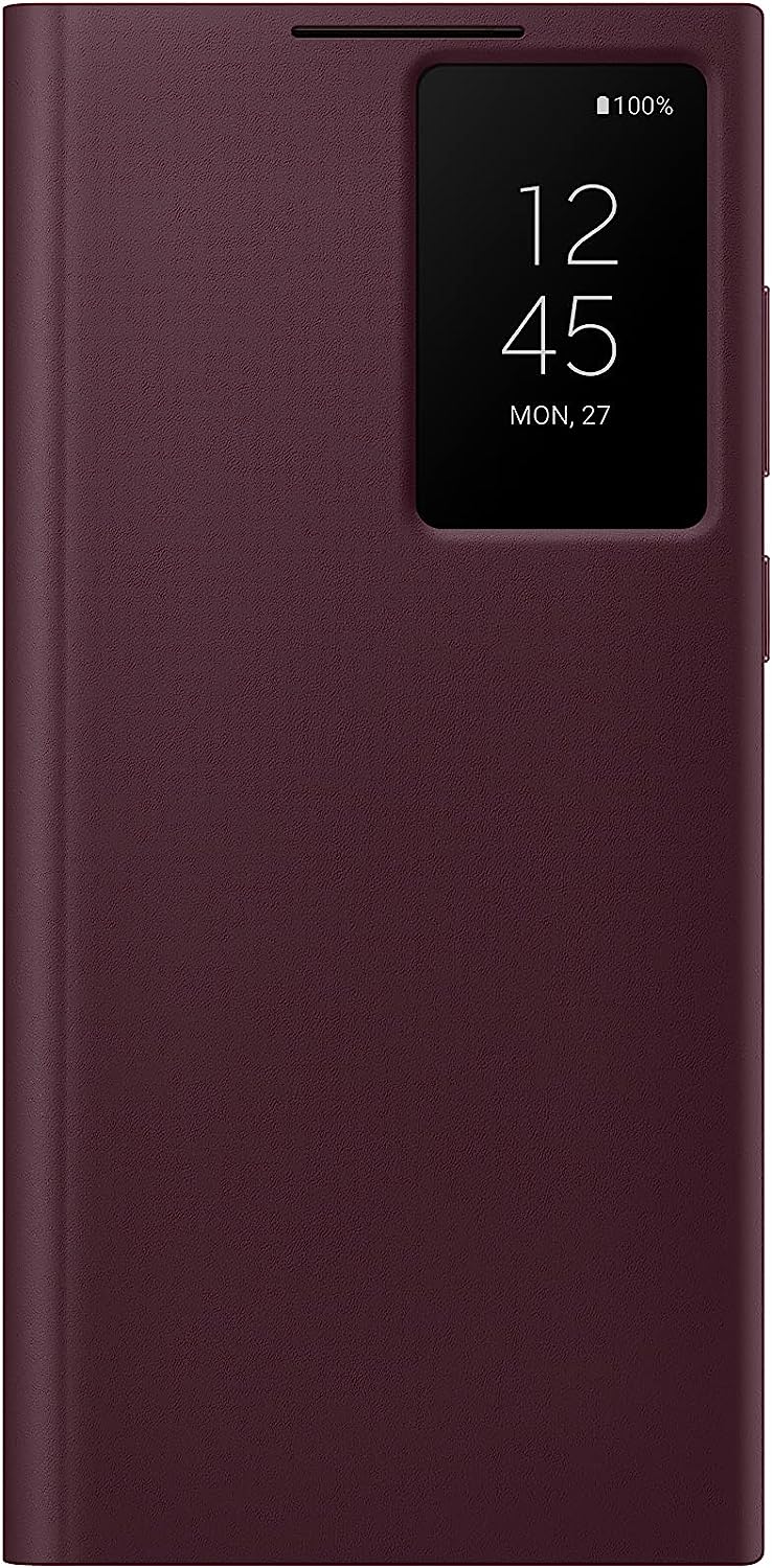 SAMSUNG Galaxy S22 Ultra S View Flip Cover, Official Protective Phone Case, US Version - Burgundy