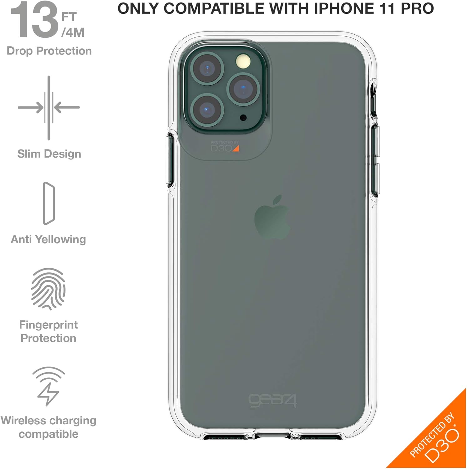 Gear4 Crystal Palace Clear Case for iPhone 11 Pro 5.8", Ultimate Impact Protection