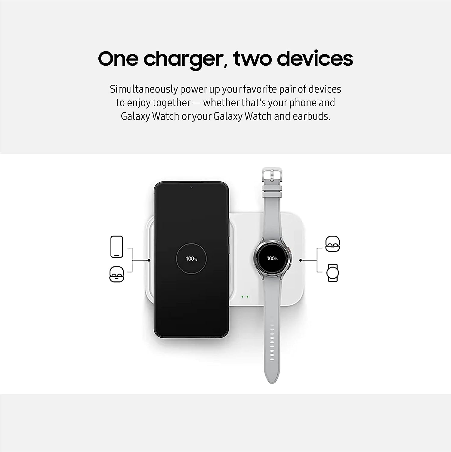 SAMSUNG 15W Wireless Charger Duo Super Fast Charging Pad for Galaxy Phones and Devices - Black