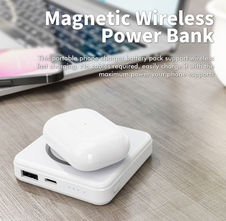 Esoulk EP31 Power Bank with 5000mAh 5W Super Compact Magnetic Wireless Charging (2 Colors)