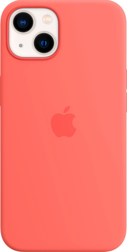 Apple iPhone 13 MagSafe Silicone Case with Scratches and Drop Protect (Pink Pomelo)