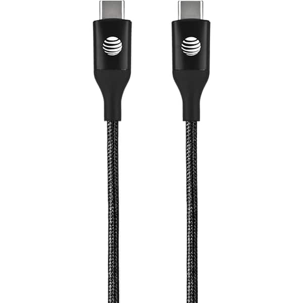 AT&T USB C to USB C 4ft Braided Fast Charging Cable Tested & Certified by AT&T - Black