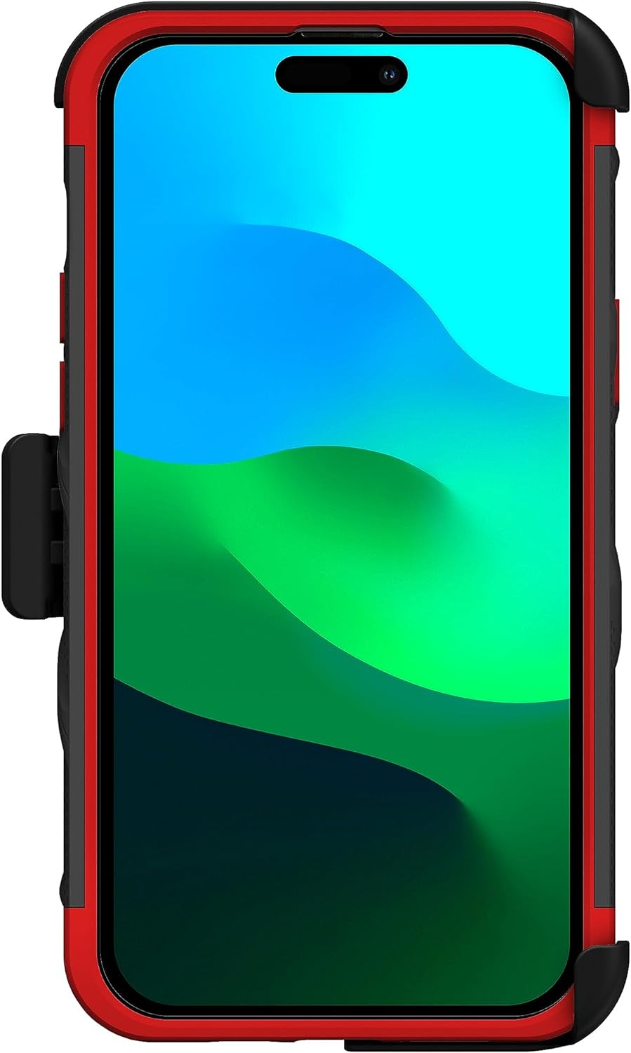 Zizo Bolt Apple iPhone 15 Plus Holster Case with Tempered Glass, Kickstand & Lanyard - Black/Red