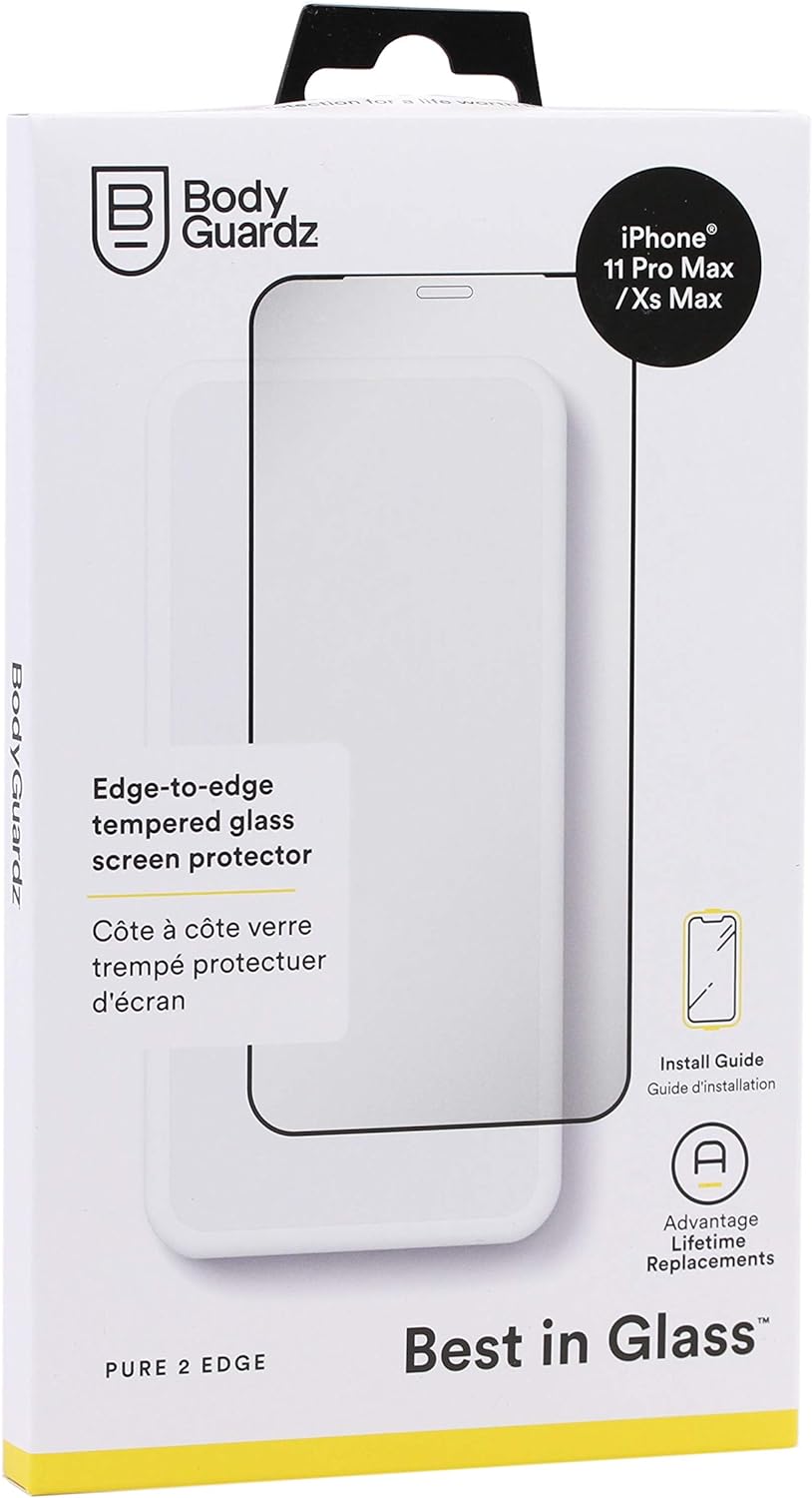 BodyGuardz Pure 2 Edge Tempered Glass Protector Apple iPhone 11 Pro Max - Clear