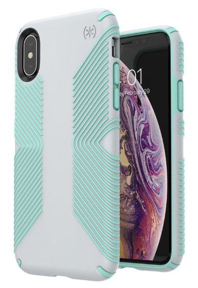 Speck Presidio Grip for Apple iPhone Xs iPhone X Case, 10ft Drop Tested - Grey/Green