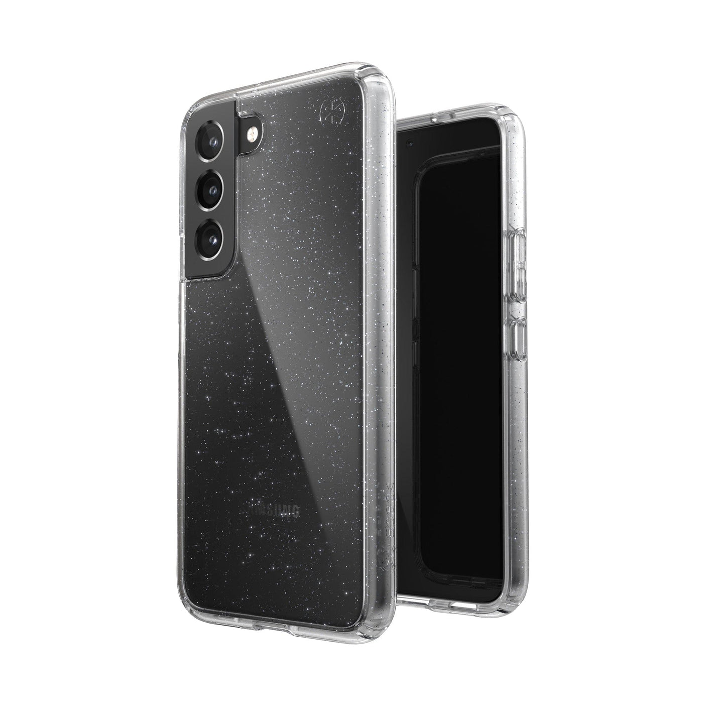 Speck Presidio Perfect Clear Samsung Galaxy S22 Glitter Case, Clear/Platinum Glitter