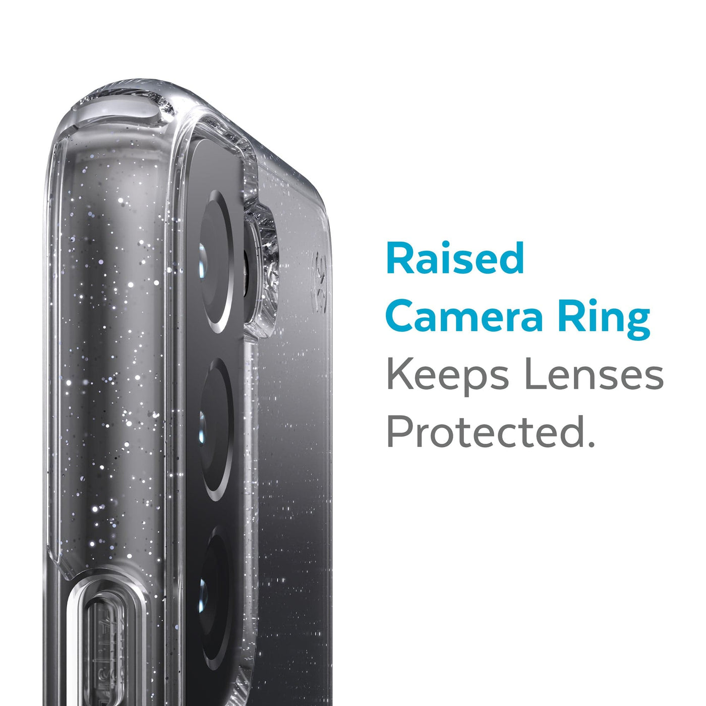 Speck Presidio Perfect Clear Samsung Galaxy S22 Glitter Case, Clear/Platinum Glitter
