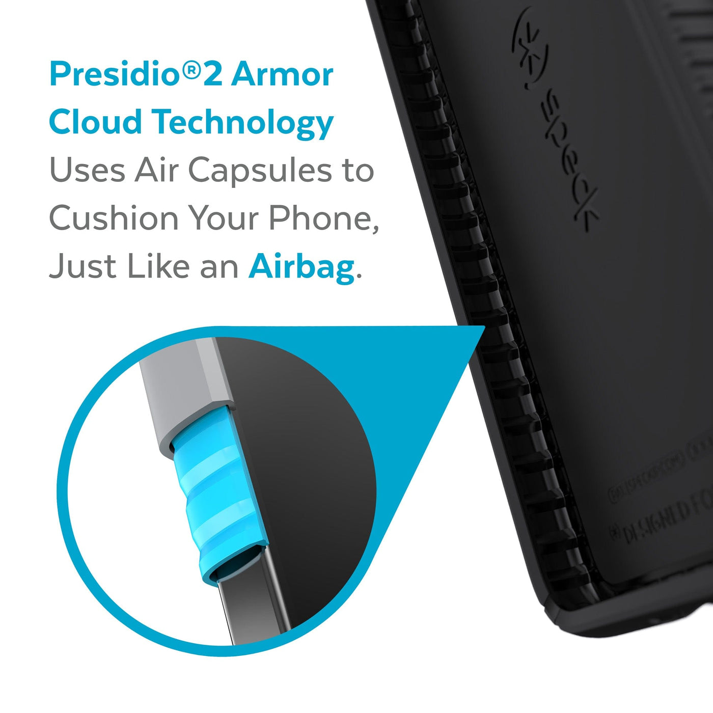 Speck Presidio 2 Grip Samsung Galaxy S22 Plus Case, 13ft Drop Protection - Black/White